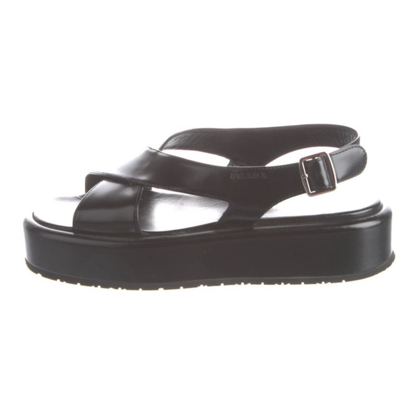 New PRADA Leather Slingback Sandals Black Size 41/ US 11 - Picture 12 of 12